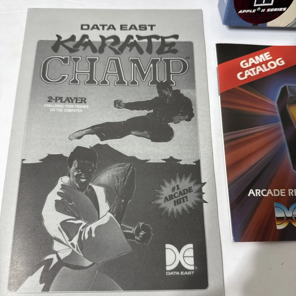 1985 KARATE CHAMP C64/128 Data East Apple Series Box Floppy Disk Inserts Vintage